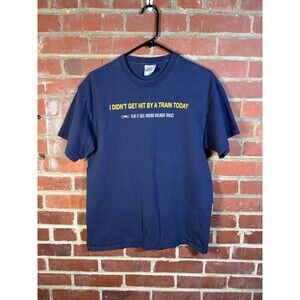 Vintage Y2k CSX Shirt I Didn’t Get Hit By A Train Today Funny Safety Adult Large